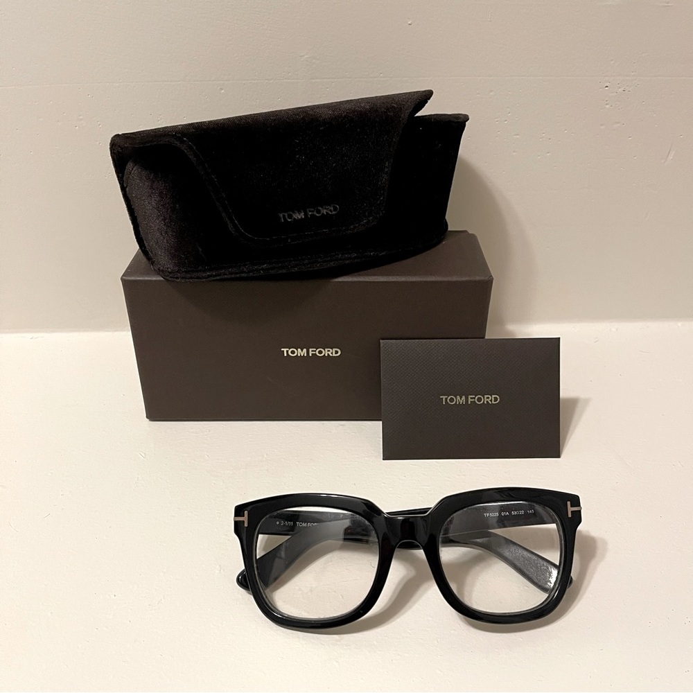 Tom Ford Classic Large Optical Glasses - Campbell Style in Black with Metal T